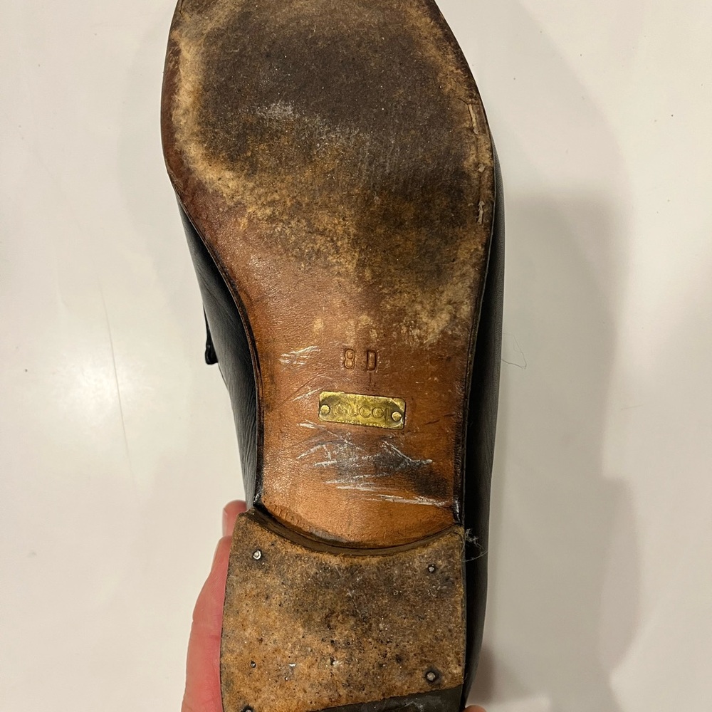 Gucci Black Leather Horsebit Loafers with Red Web - Picture 6 of 8